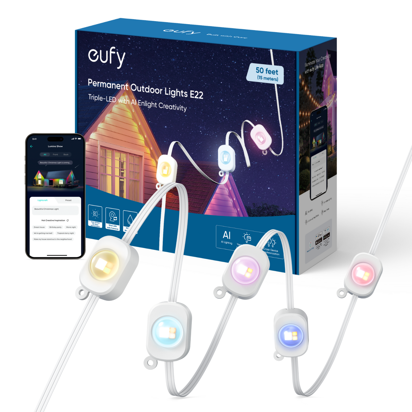 eufy Permanent Outdoor Lights E22（50ft with 30 lights）